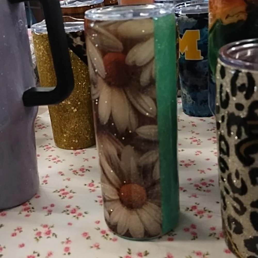 Green Glitter 'Blessed' Tumbler - Picture 3 of 3